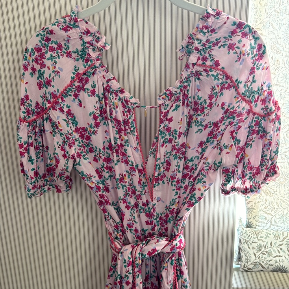 Poupette St. Barth light pink floral dress, small - Picture 3 of 11